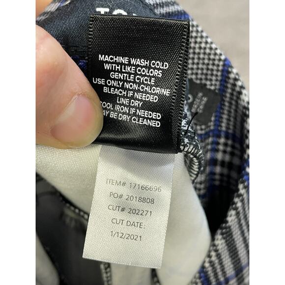 Torrid 0 Womens Pants Blue Plaid Ponte Pull On Elastic Waist Relaxed Fit Pockets - Picture 10 of 10